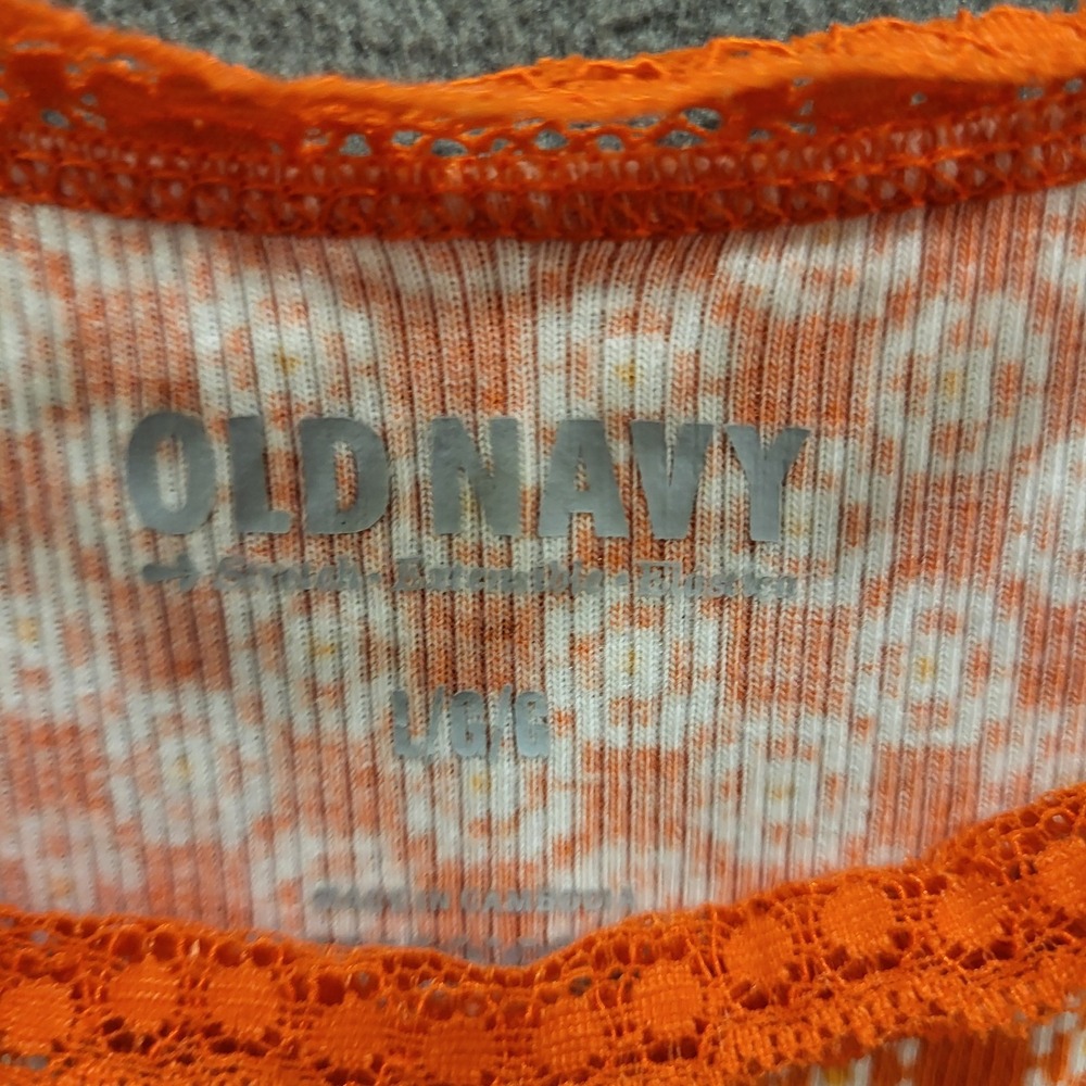 Old Navy Lace Trim Cami Top Womens Large Y2K Feminine Geometric Print Long - Picture 3 of 5